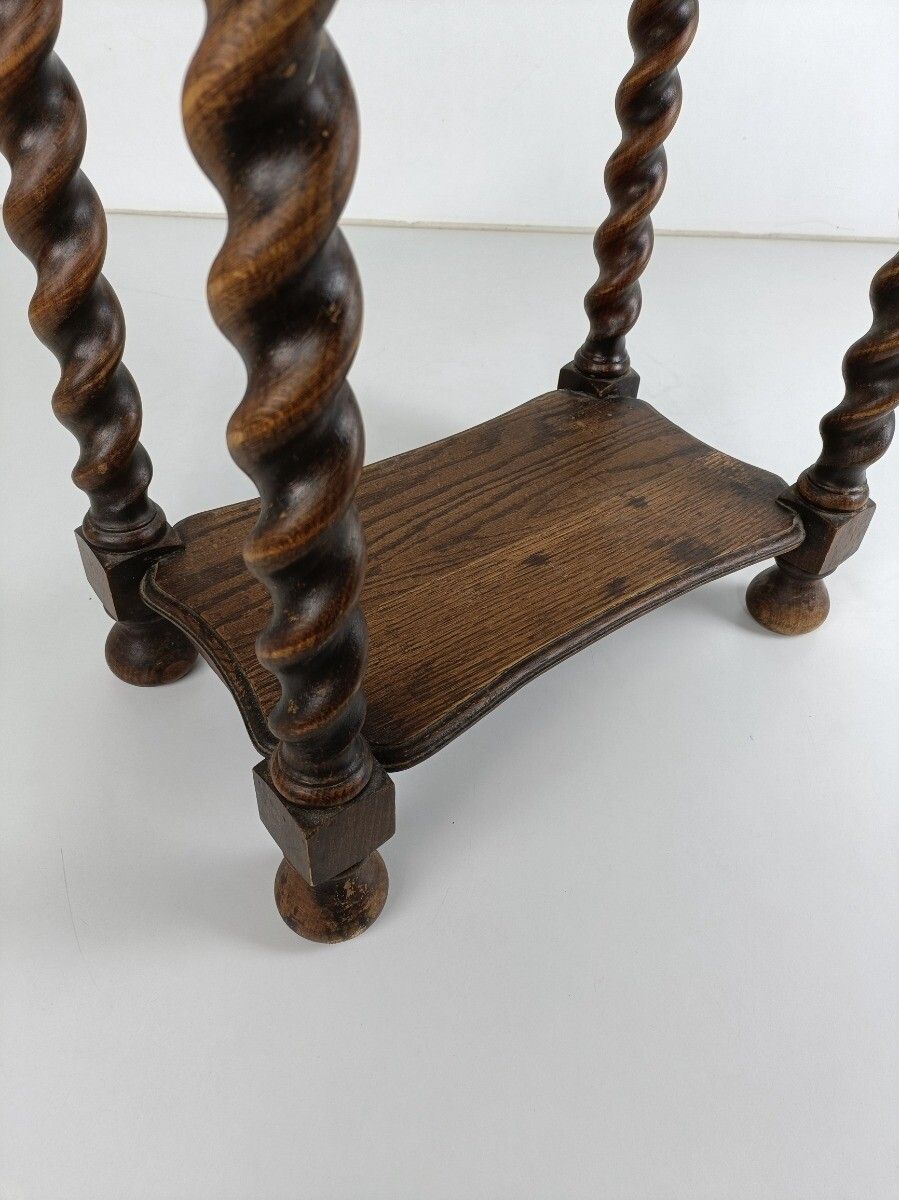 photo furniture Barley Twist Wooden Side Table Desk Two Tier Barn Country Style Mid Century Engl