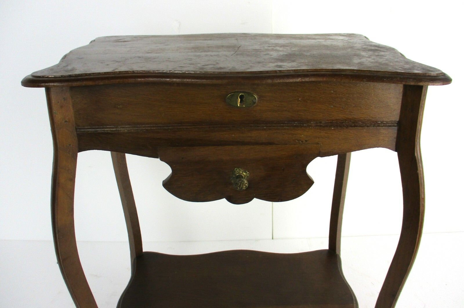 Antique Art Nouveau Wood Sewing Quilting Box Table Cabinet Two Tier  Gorgeous photo for sale