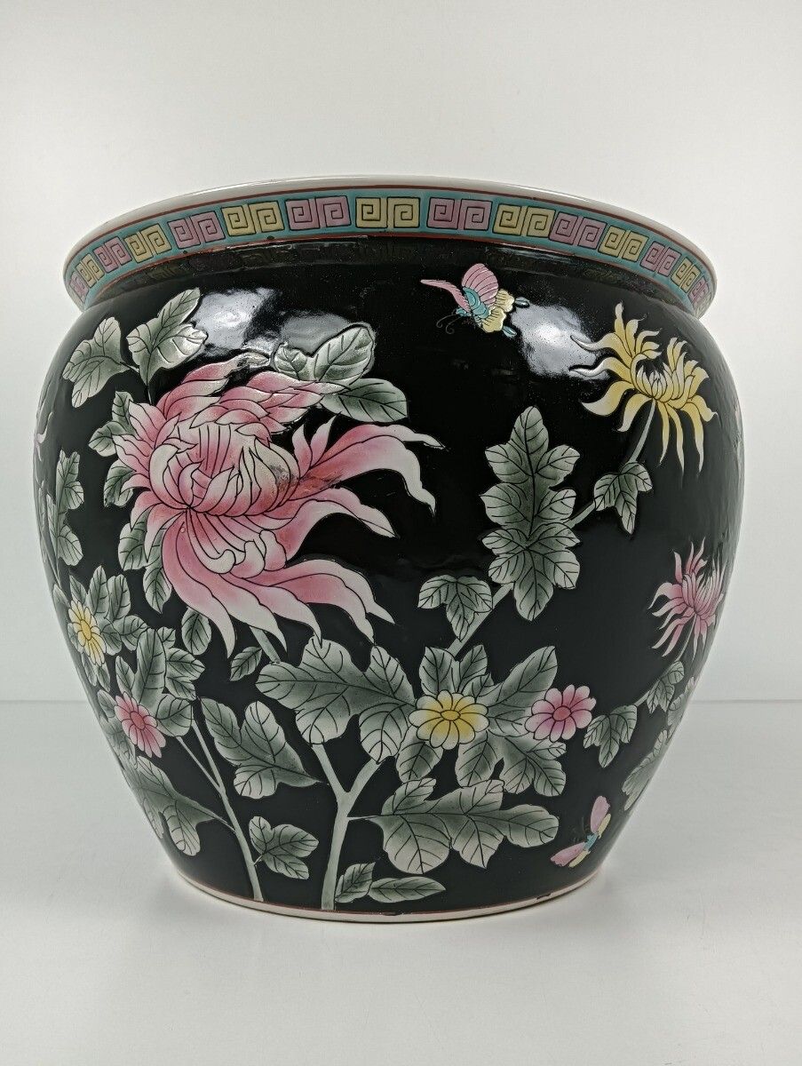 Chinese Porcelain Enamel Famille Rose Koi Fish Bowl Planter Vase Cachepot Flower photo buy