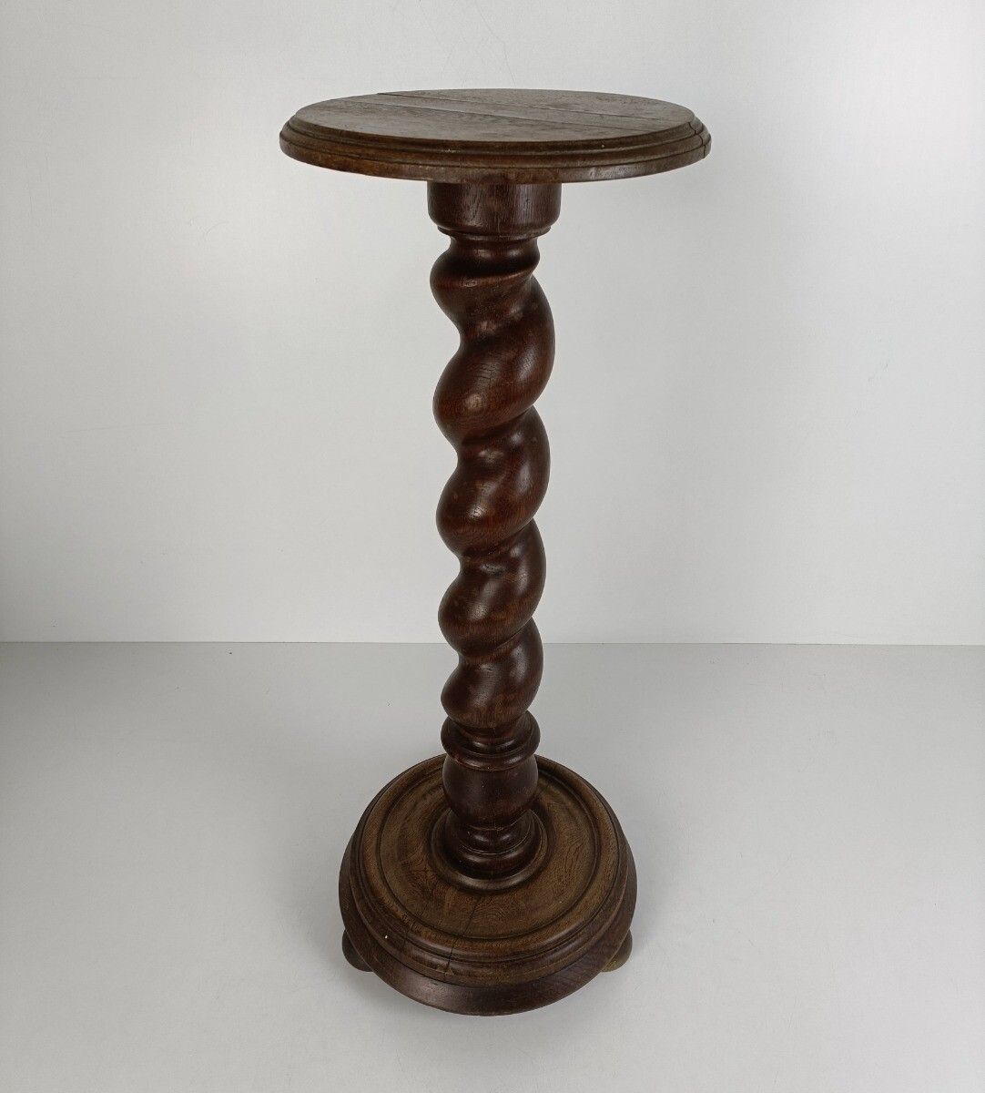 Huge Pedestal Plant Stand Barley Twist Hand Carved Wood Side Table Bonsai Stand photo furniture