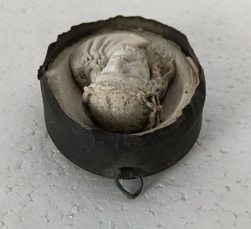 19th Century Wall Hanging Antique Meerschaum Mini Small Metal Frame Jesus Christ photo 81.0