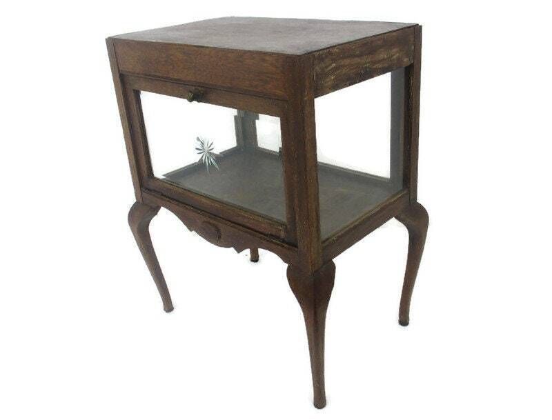 Vintage Butler Table Cabinet Dumbwaiter Display Liquor Cabinet Etched Glass  Cou