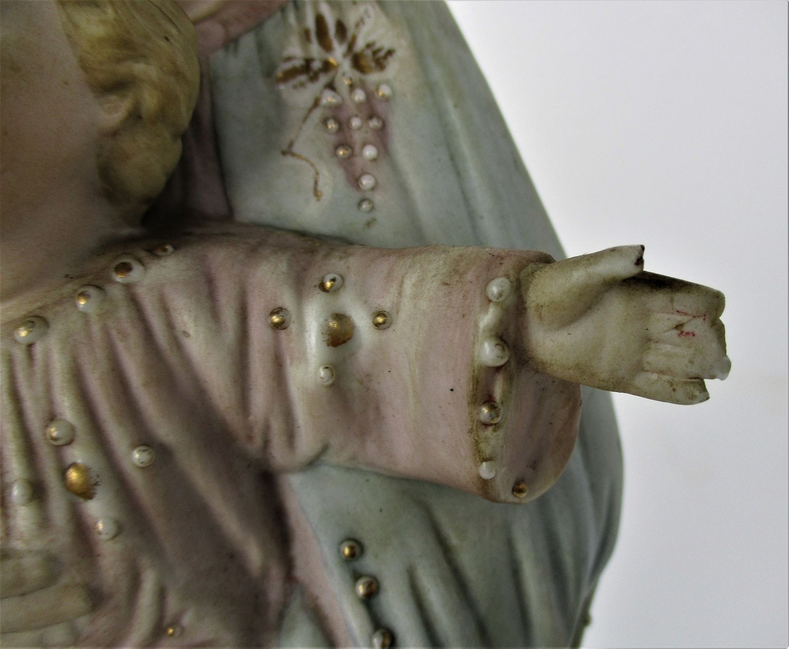 Antique Porcelain Bisque Statue Virgin Mary Our Lady Madonna Infant Child Baby B photo 142.0