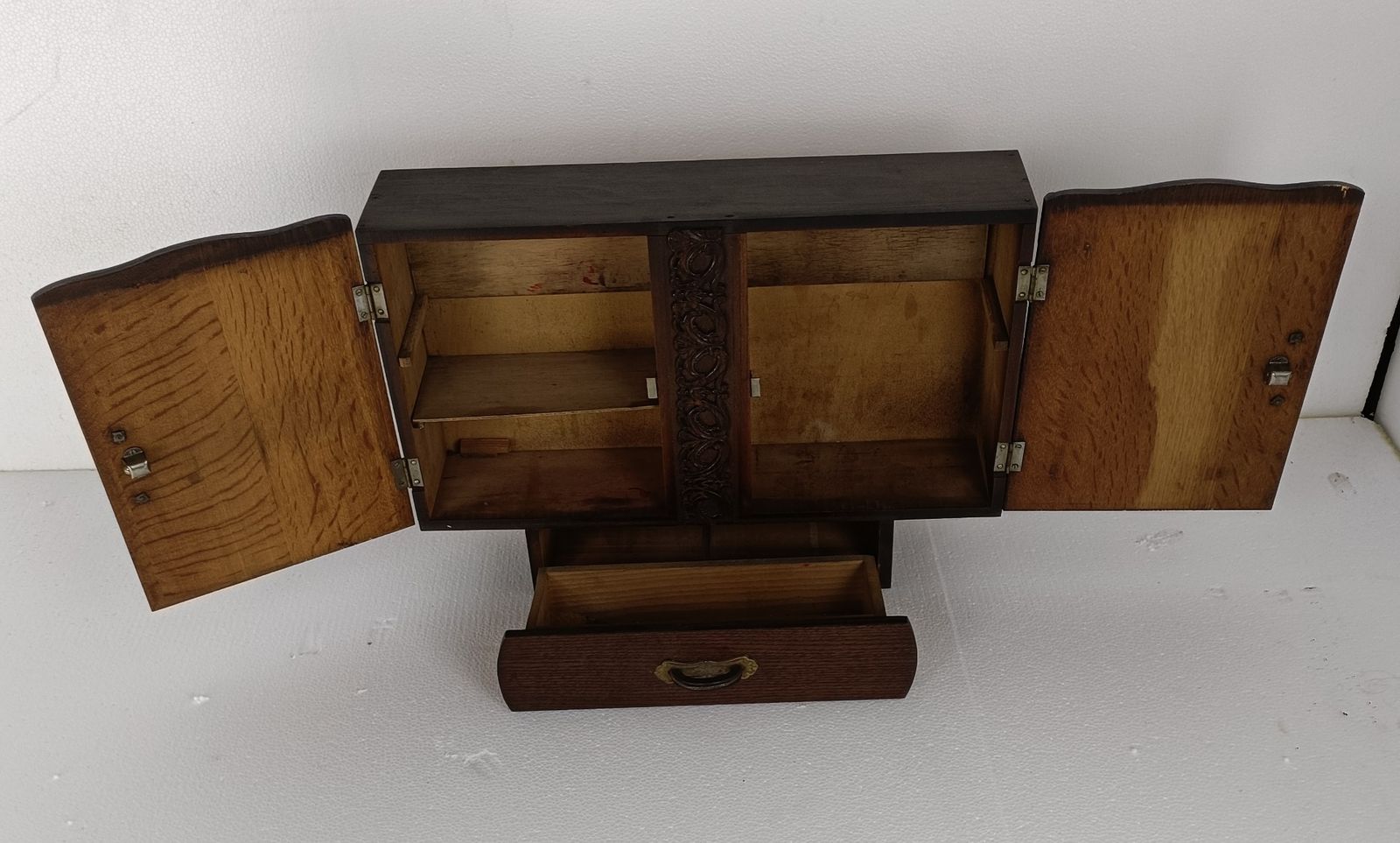 Art Deco Double Antique Medicine Apothecary Cabinet Brass Trim Kitchen Bathroom photo buy
