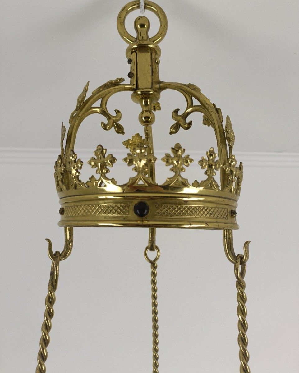 photo for sale Impressive Neo Gothic Bronze Gold Gilded Chandelier Castle Joseph Wilmotte Golds