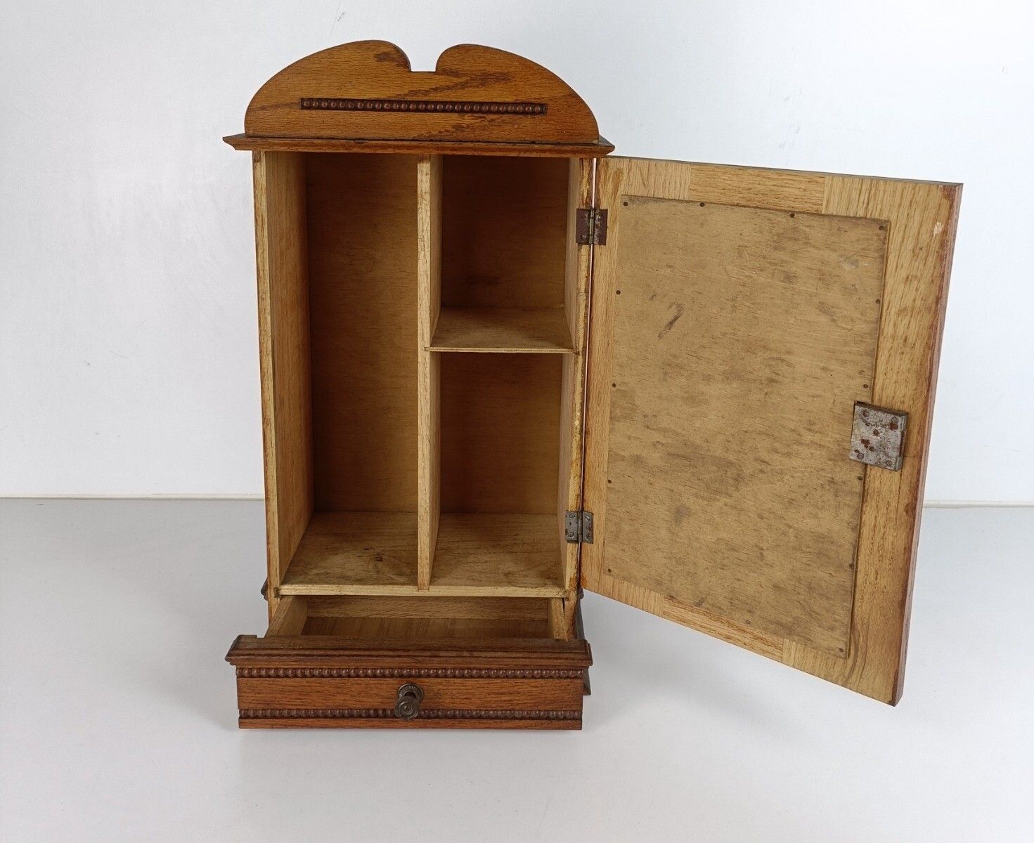 Apothecary Medicine Cabinet Vintage Hobnails Wood Beveled Glass Kitchen Bathroom photo Furniture
