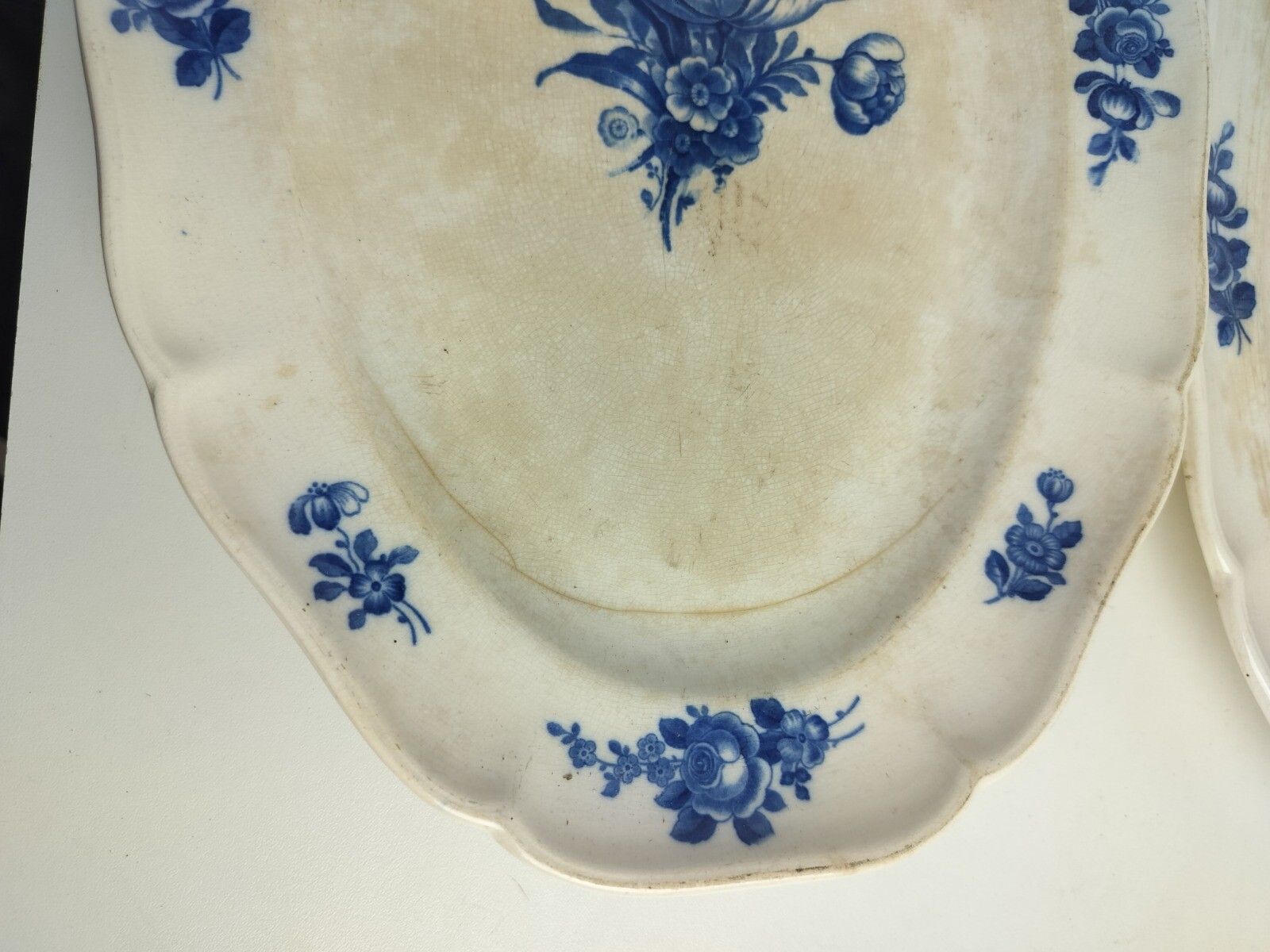 Antique 1900 Plates 3 Large Serving Dishes  Platters Boch Mettlach Rare Blue Ros photo furniture
