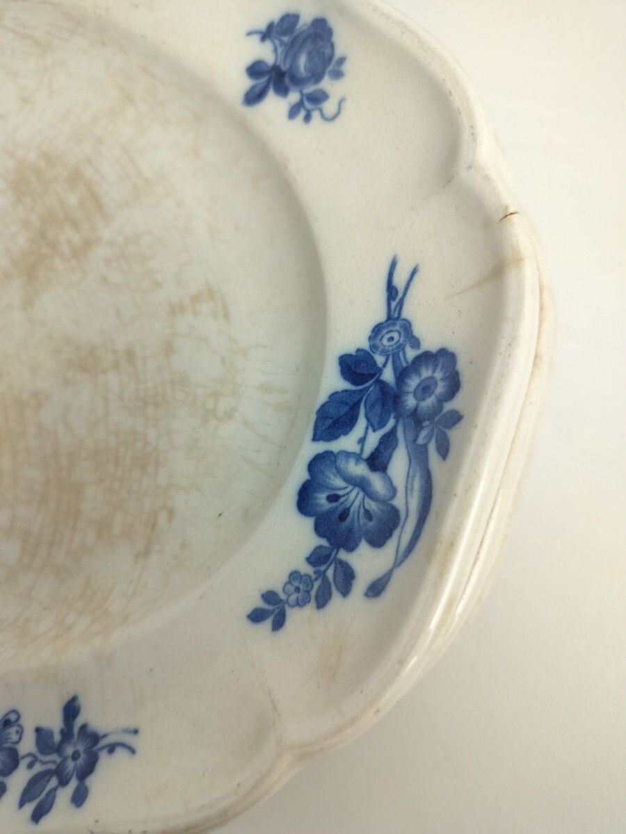 Antique 1900 Plates 3 Large Serving Dishes  Platters Boch Mettlach Rare Blue Ros photo buy