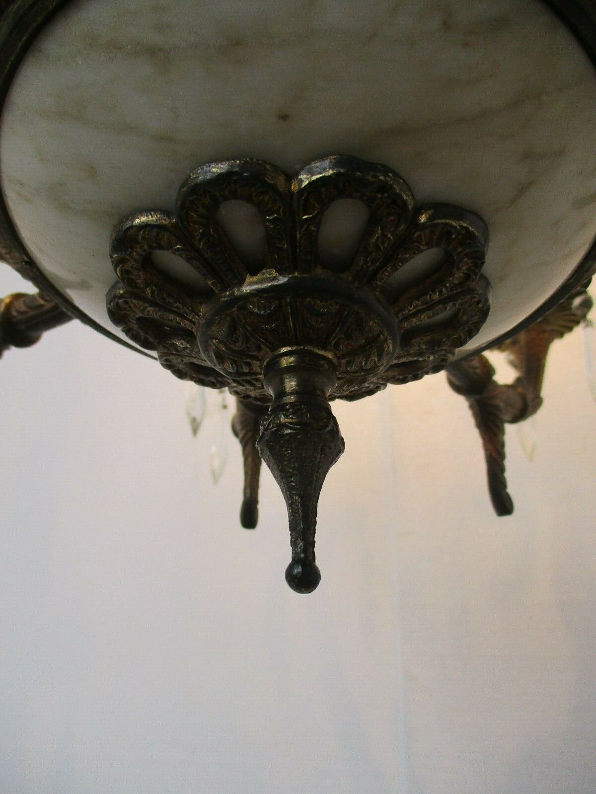 Impressive Chandelier Bronze Marble 8 Lights Arm Ornate Prisms Hollywood Regency photo 427.0
