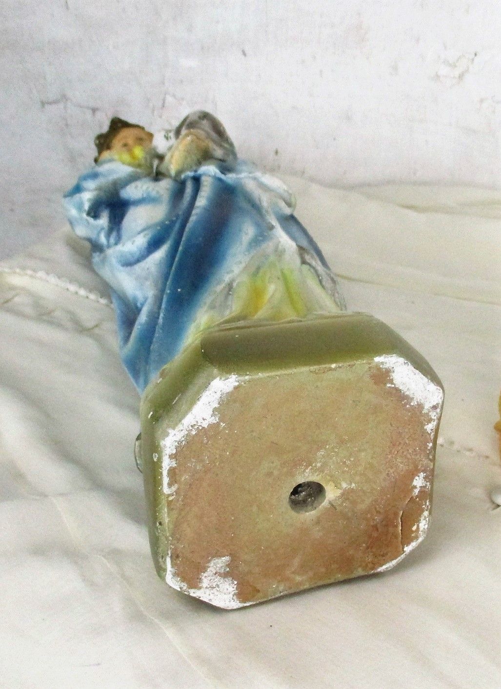photo for sale Antique Polychrome Madonna Infant Child Statue Plaster  Neo Gothic 1900 Marked