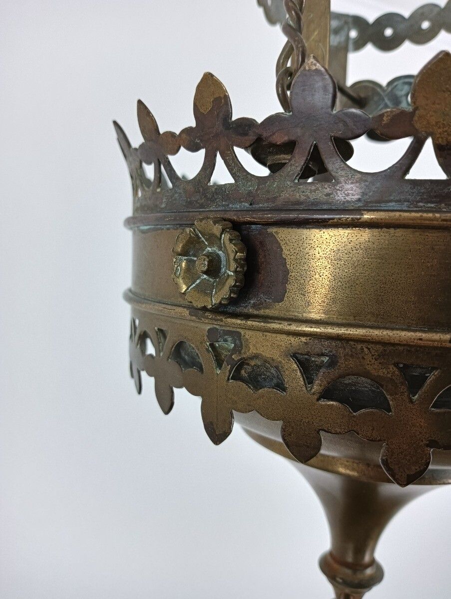 Antique  Brass  Gods Lamp Light Ceiling Fixture Chandelier Pendant 19th Century photo Lighting
