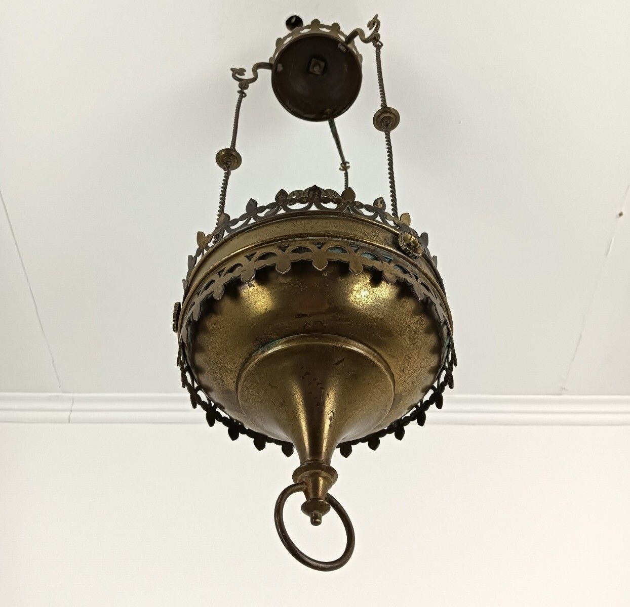 Antique  Brass  Gods Lamp Light Ceiling Fixture Chandelier Pendant 19th Century photo vinterior