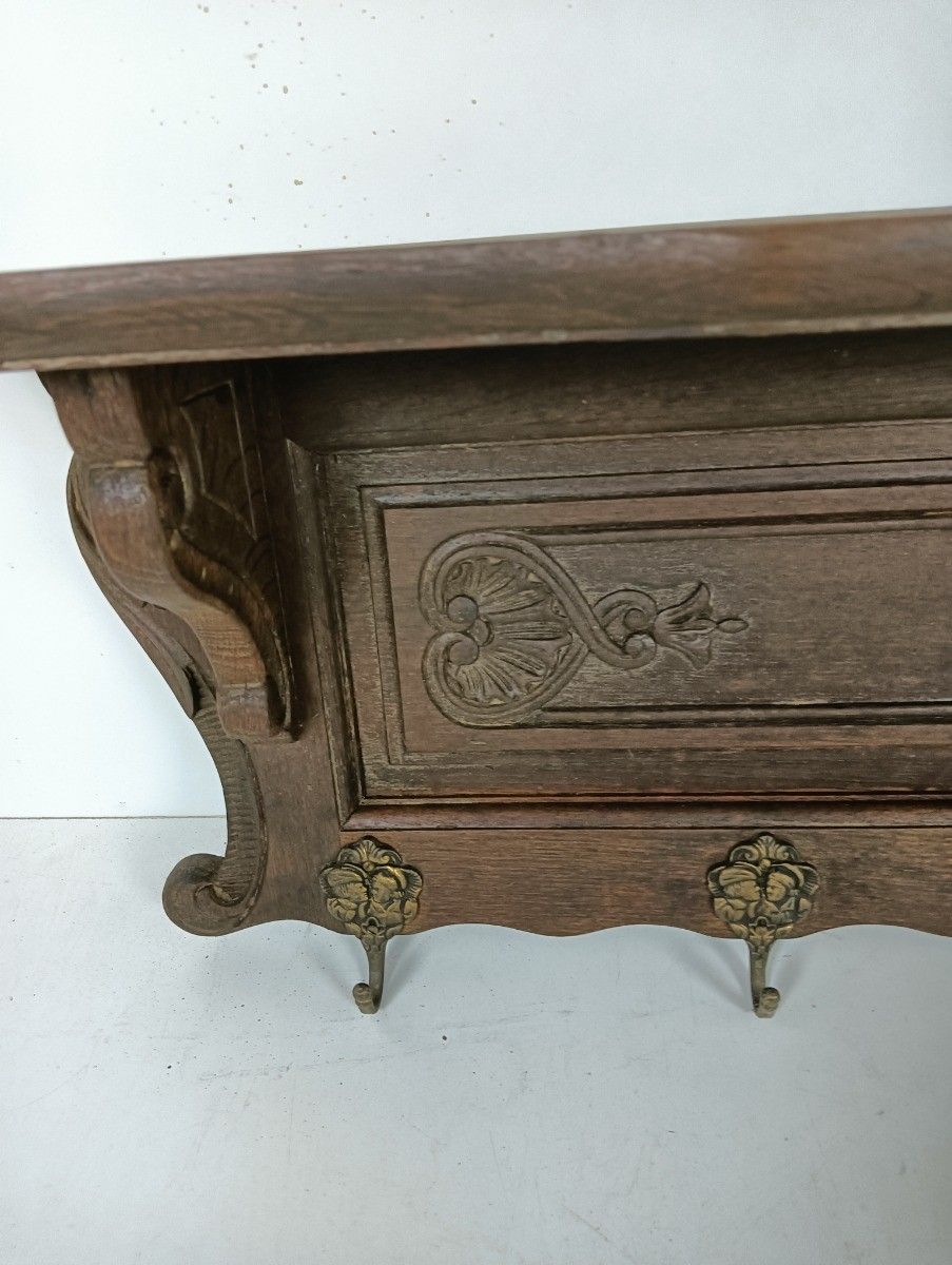 Xl Hand Carved Wood  Coat Hat Kitchen Hallway Rack Antique Dark Colored Hallway photo for sale