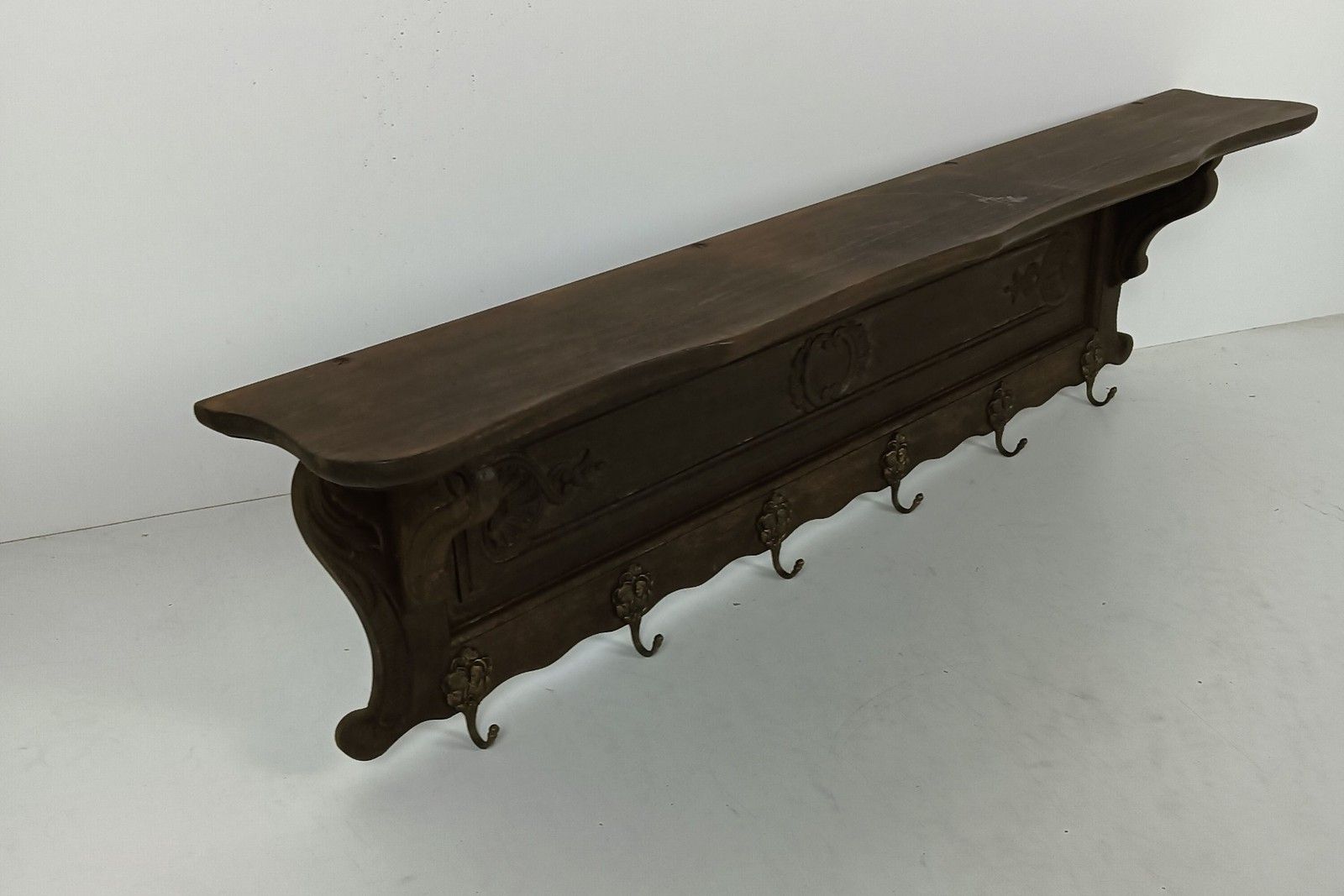 Xl Hand Carved Wood  Coat Hat Kitchen Hallway Rack Antique Dark Colored Hallway photo buy