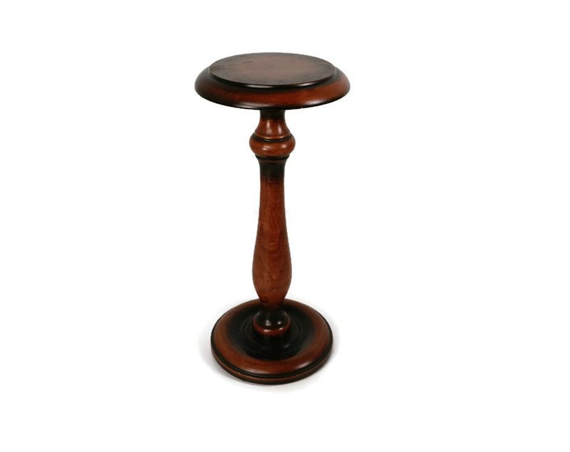 Vintage Pedestal Plant Stand Side Table Bonsai Table Cherry Wood Beautiful