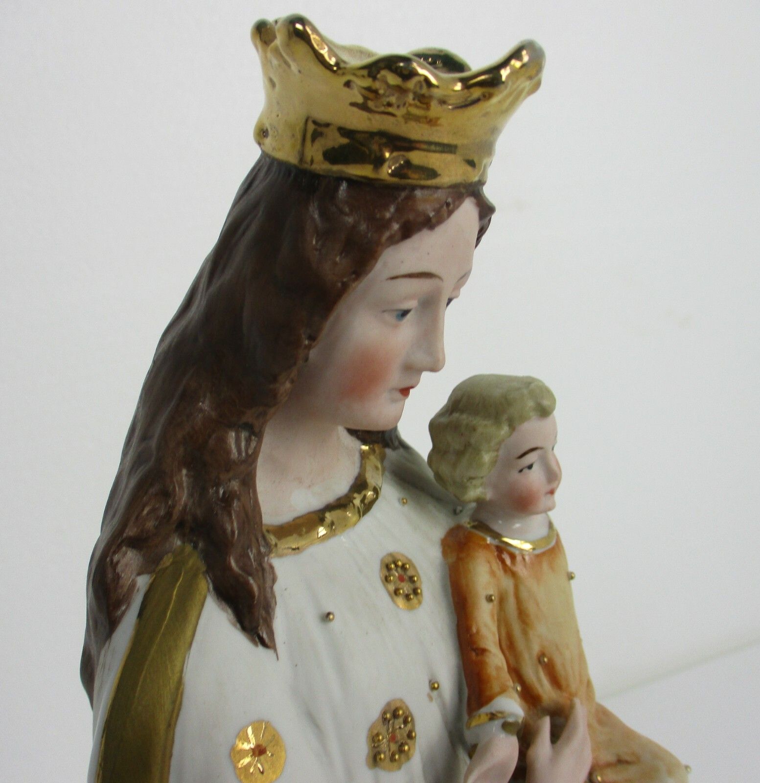 Antique Porcelain Bisque Statue Virgin Mary Our Lady Madonna Infant Jesus  Htf photo 278.0