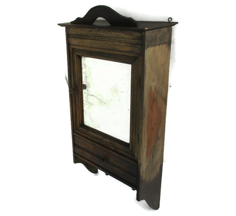 Large Kitchen Medicine Apothecary  Bathroom Cabinet Beveled Glass Towel Hooks