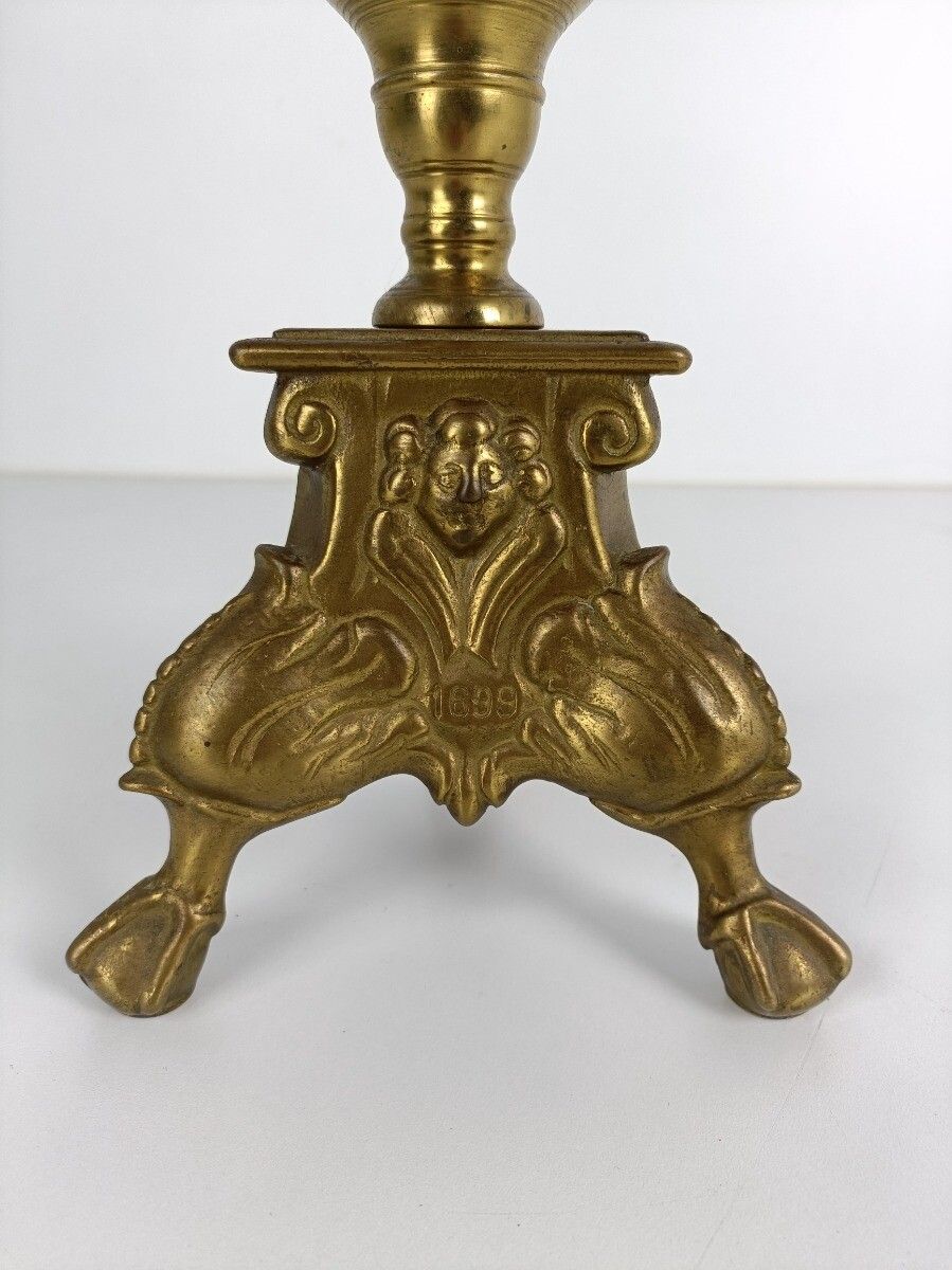 Large Antique Candle Holder Candlestick Church Altar Twisted Stem Monastery Bras photo 323.0
