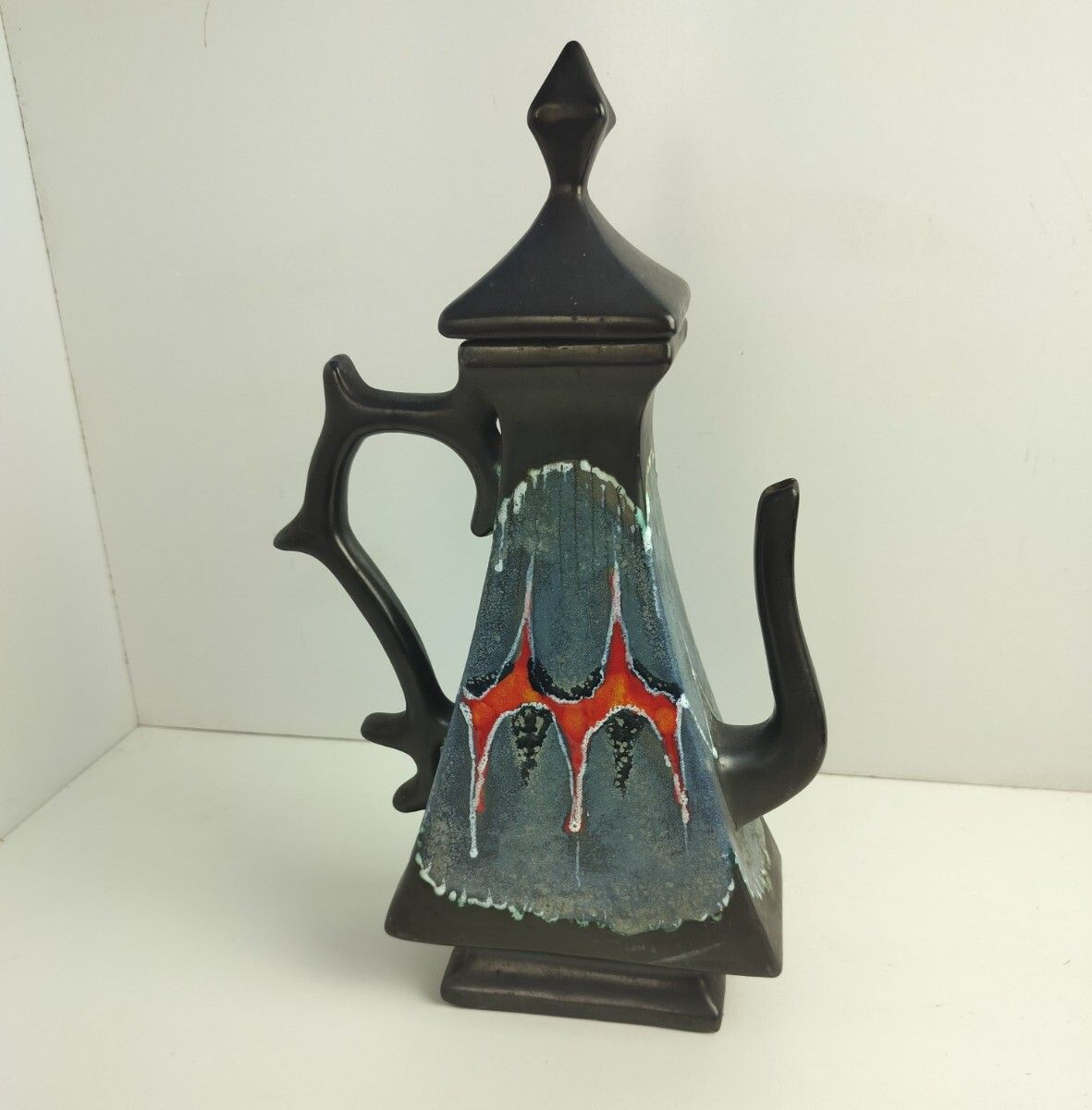 Tea Coffee Pot Vase Ewer Fat Lava Stoneware Italy Italian Funky Vintage Retro photo vintage