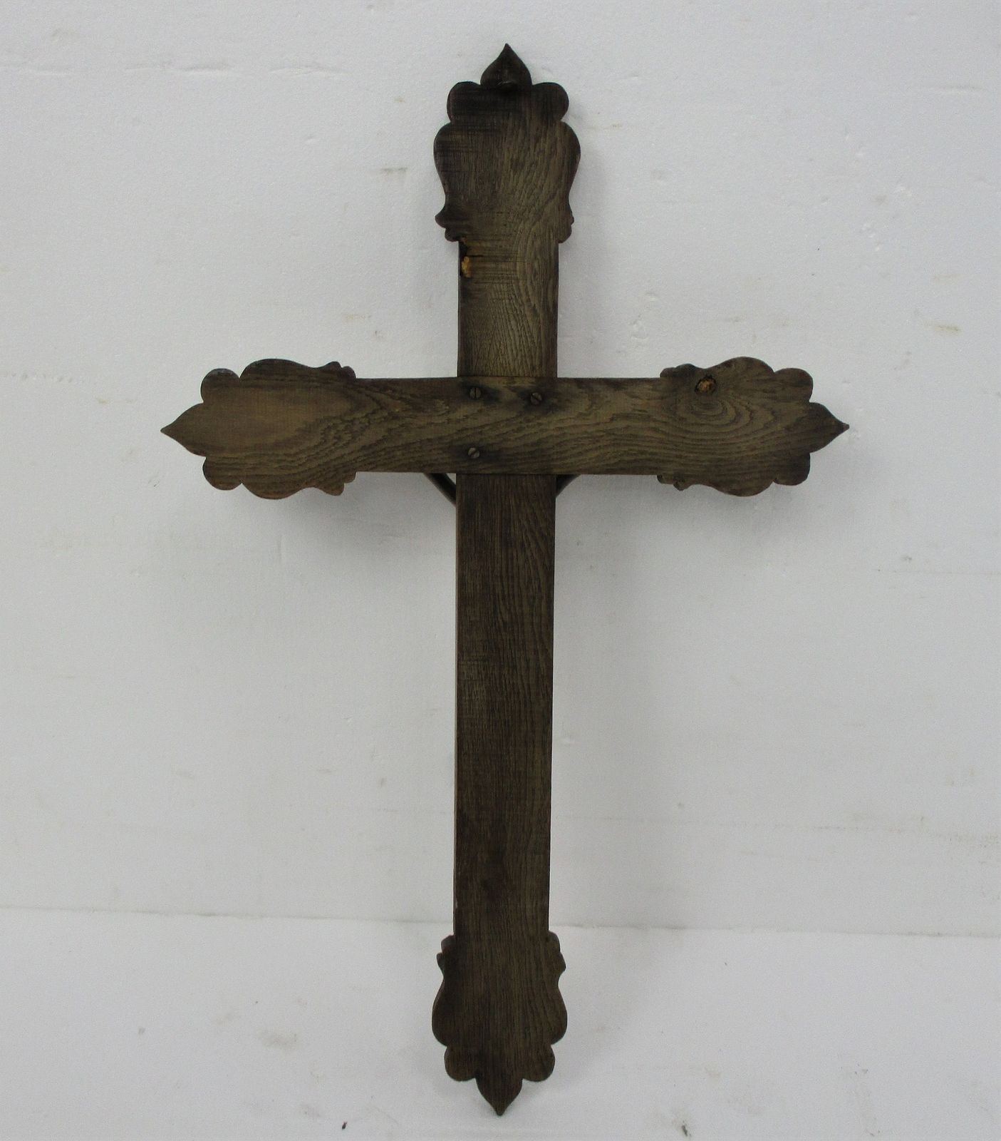 Large Hand Carved Wood Oak Ornate Hanging Crucifix Cross Jesus Christ Brass Corp photo buy
