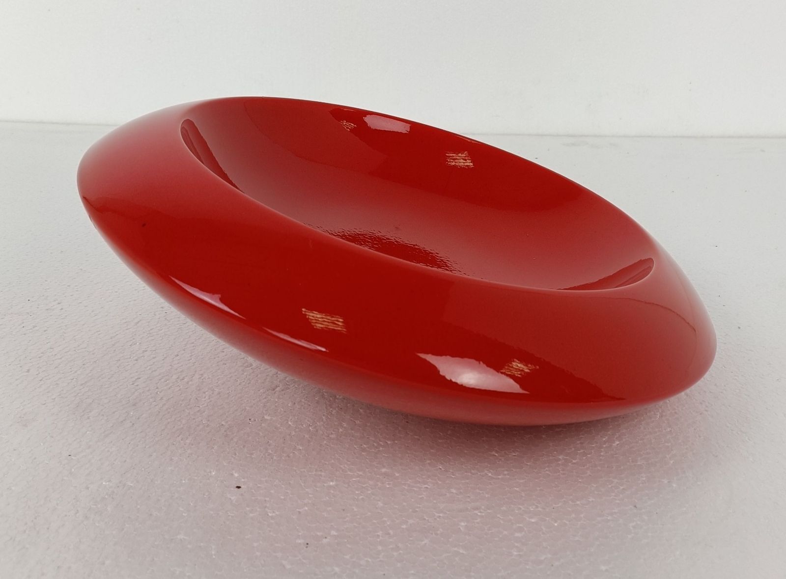 Pino Spagnolo For Sicart Italy, 1960/70's Space Age Dish Bowl Collector Red Ce photo 323.0