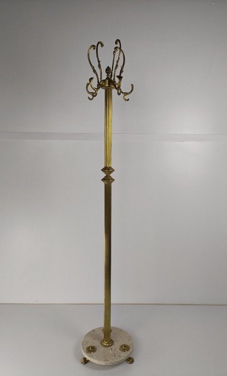 Mid Century Modern Cast Brass Hall Tree Coat Hat Rack Marble Base Eyecatcher Lio photo furniture