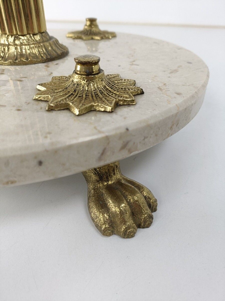 photo furniture Mid Century Modern Cast Brass Hall Tree Coat Hat Rack Marble Base Eyecatcher Lio