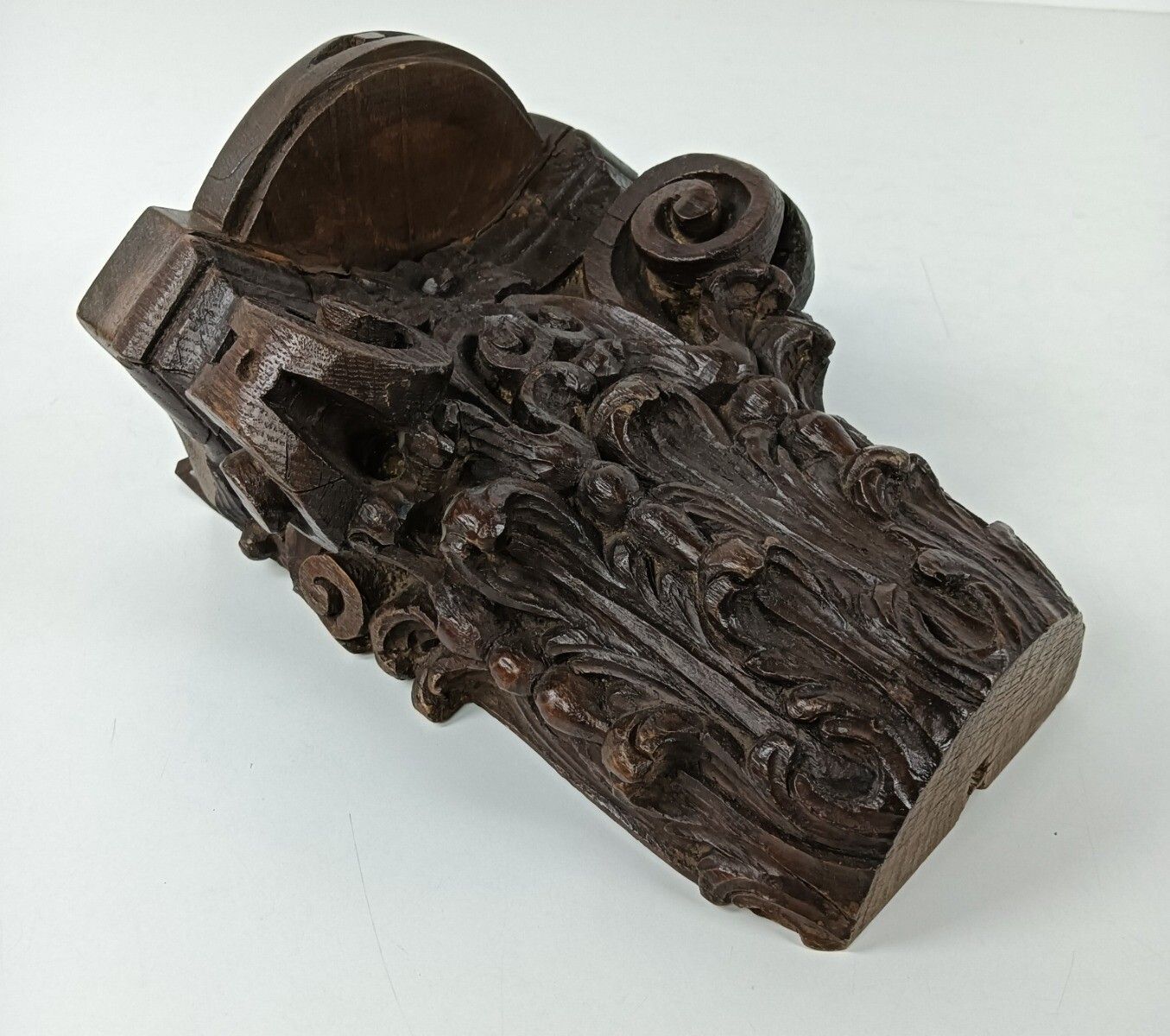 Antique Ornate Hand Carved Wood Wooden Wall Hanging Console Shelf Corbel 18th C photo vintage