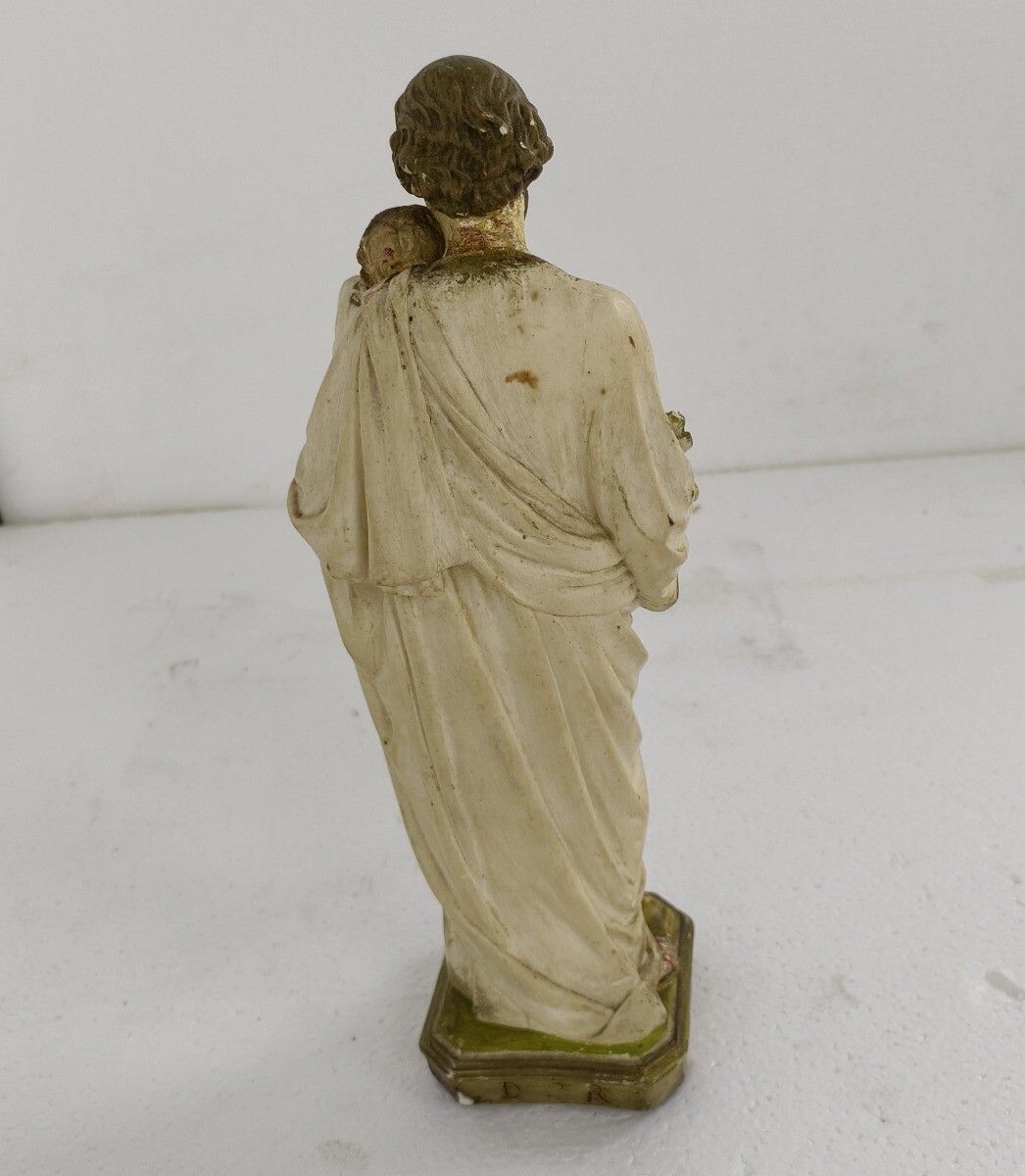 Statue Saint Joseph Protector Of Homes  Infant Jesus Statue  Lillies Plaster Vin photo vinterior