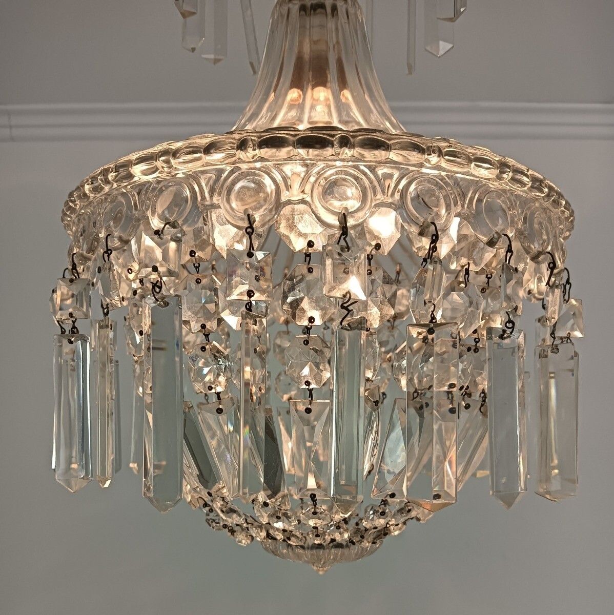 photo vinterior Small Bag Wedding Chandelier Glass Frame And Prisms Romantic Vintage 1 Light