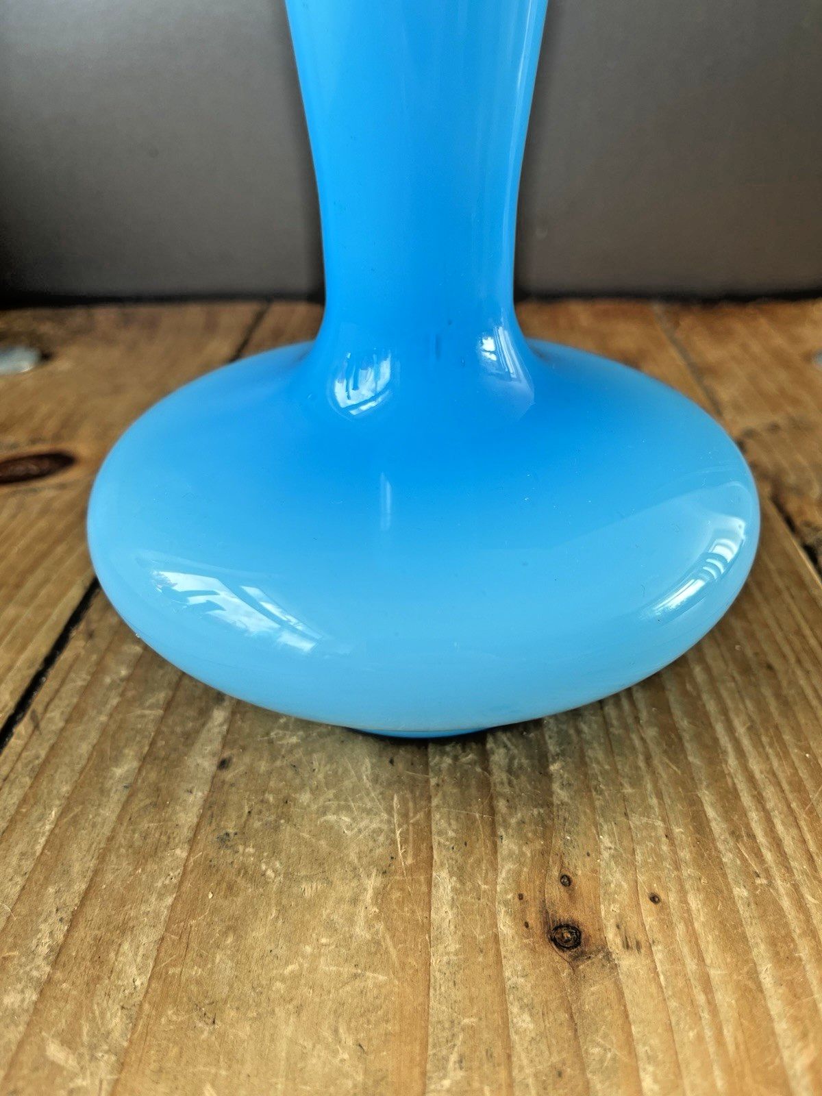 55.0 Space Age Sky Blue Italian Empoli Cased Glass Vase 70's Mid Century Scandi Style photo