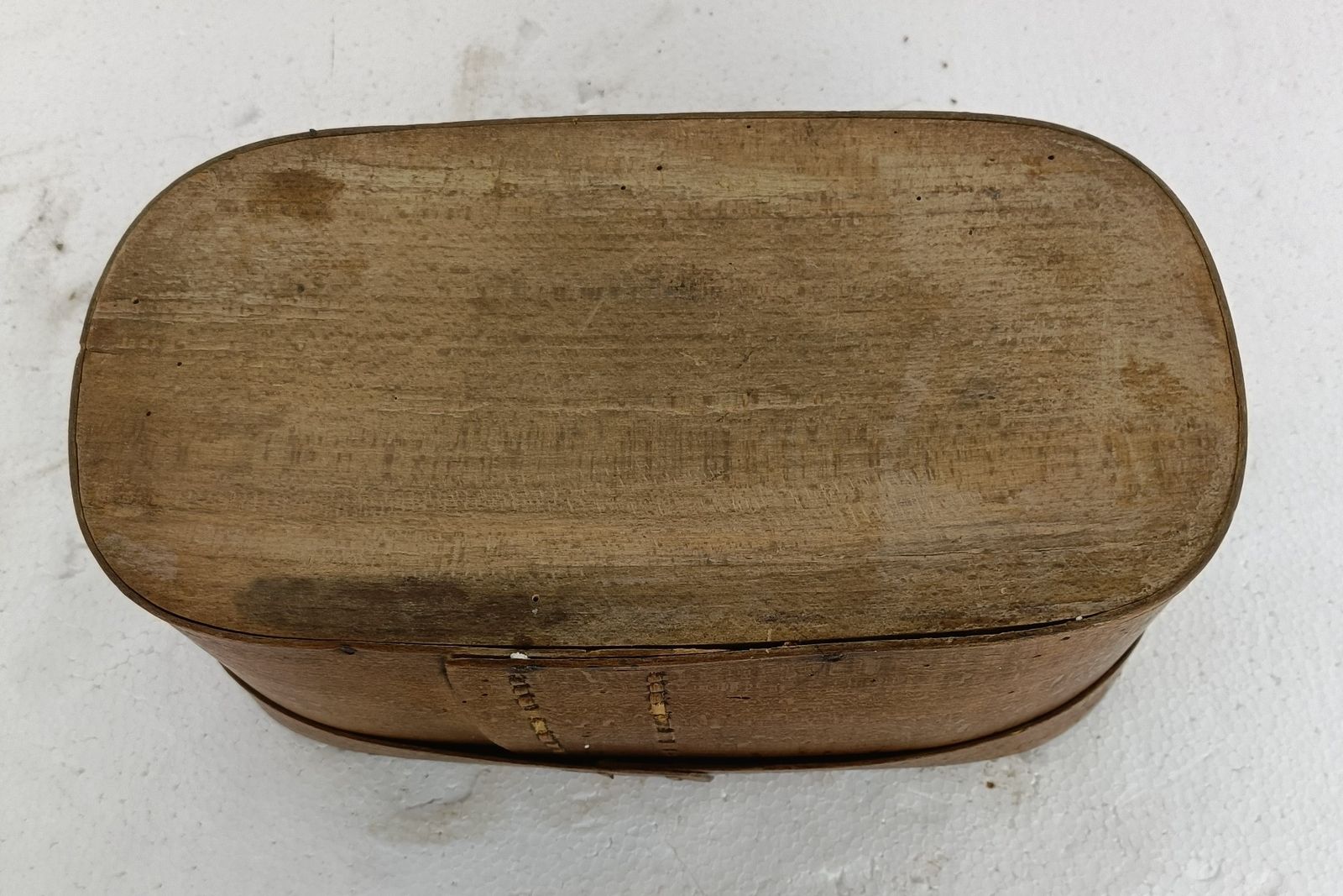 Home Decor Antique Oval Wooden Cheese Box Bent Wood Primitive Htf Art Nouveau photo