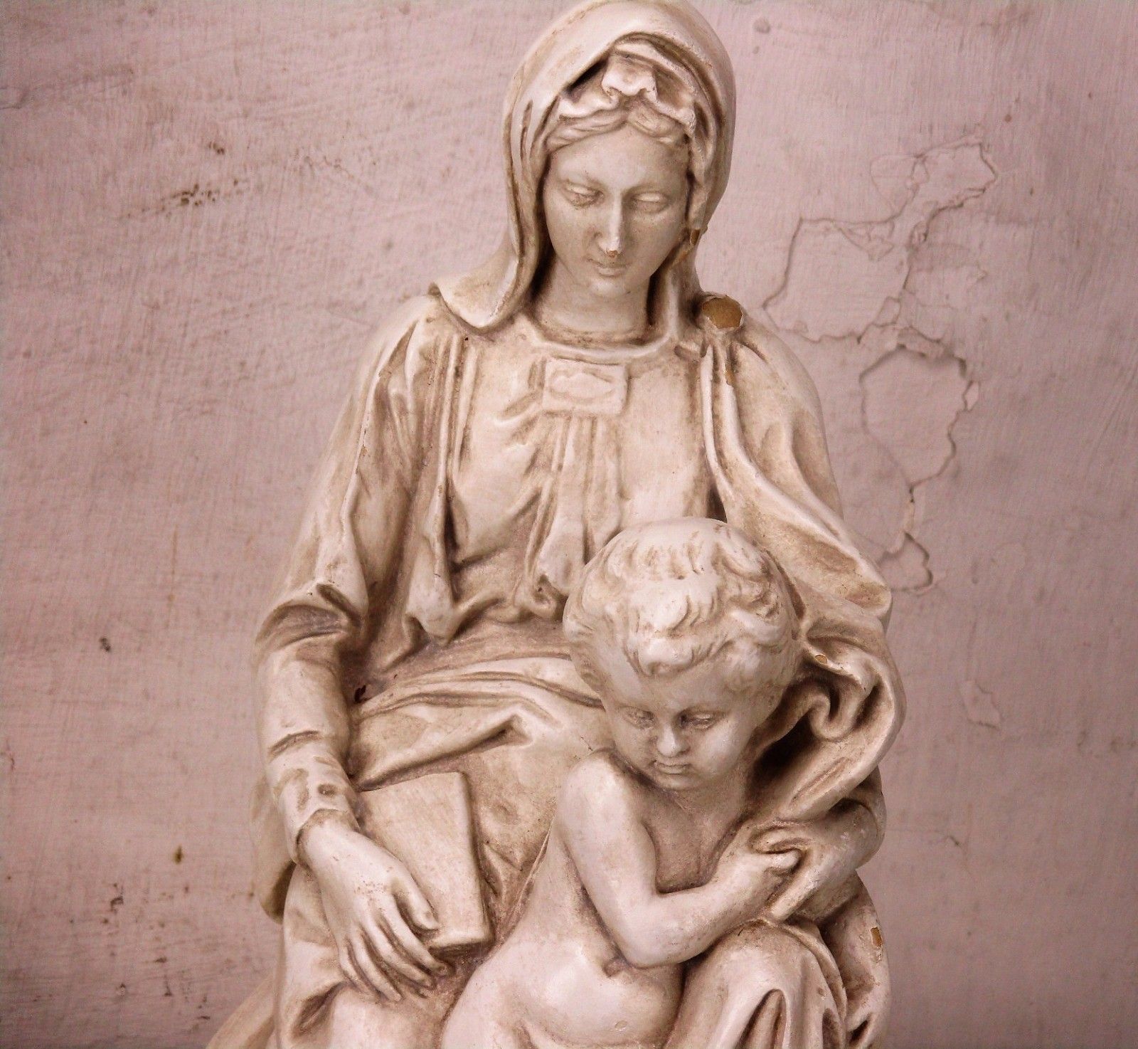 Large Lady Of Bruges Virgin Mary Madonna Della Sedia Seggiola Plaster Statue photo for sale