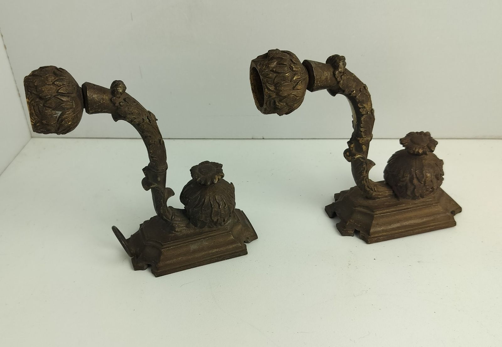 18th Century Antique Brass Wall Mounted Candle Holders Ornate Rare photo Home Decor