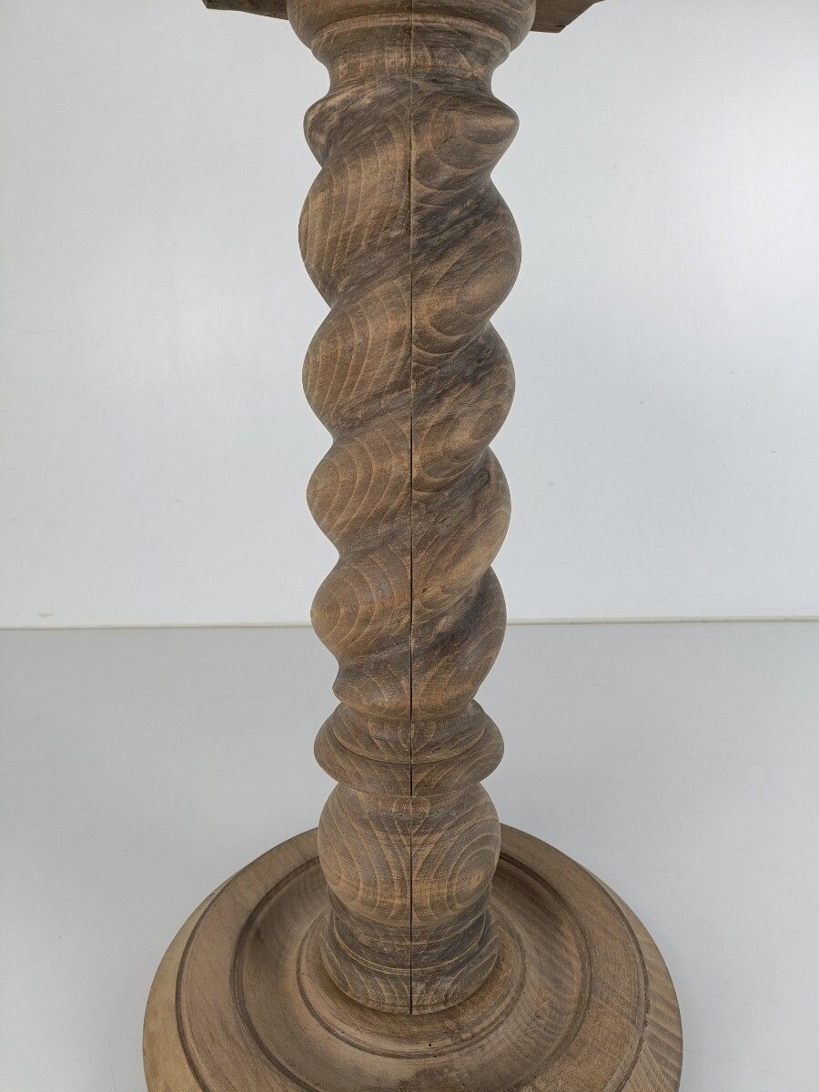 Barley Twist Pedestal Side Table Plant Stand Hand Carved Wood Vintage Barn Style photo vinterior