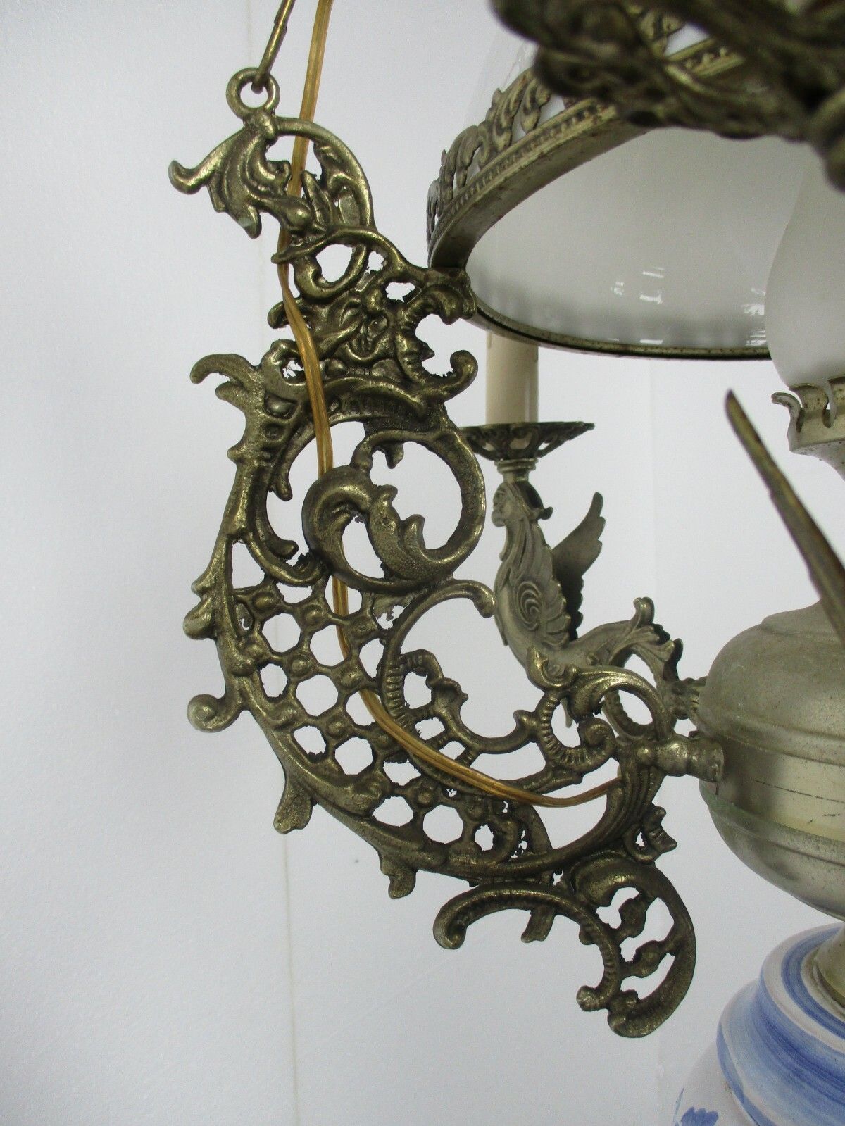 Gothic Dragons Delft Blue White Porcelain Chandelier Lampe Belge 4 Lights Wow photo 631.0