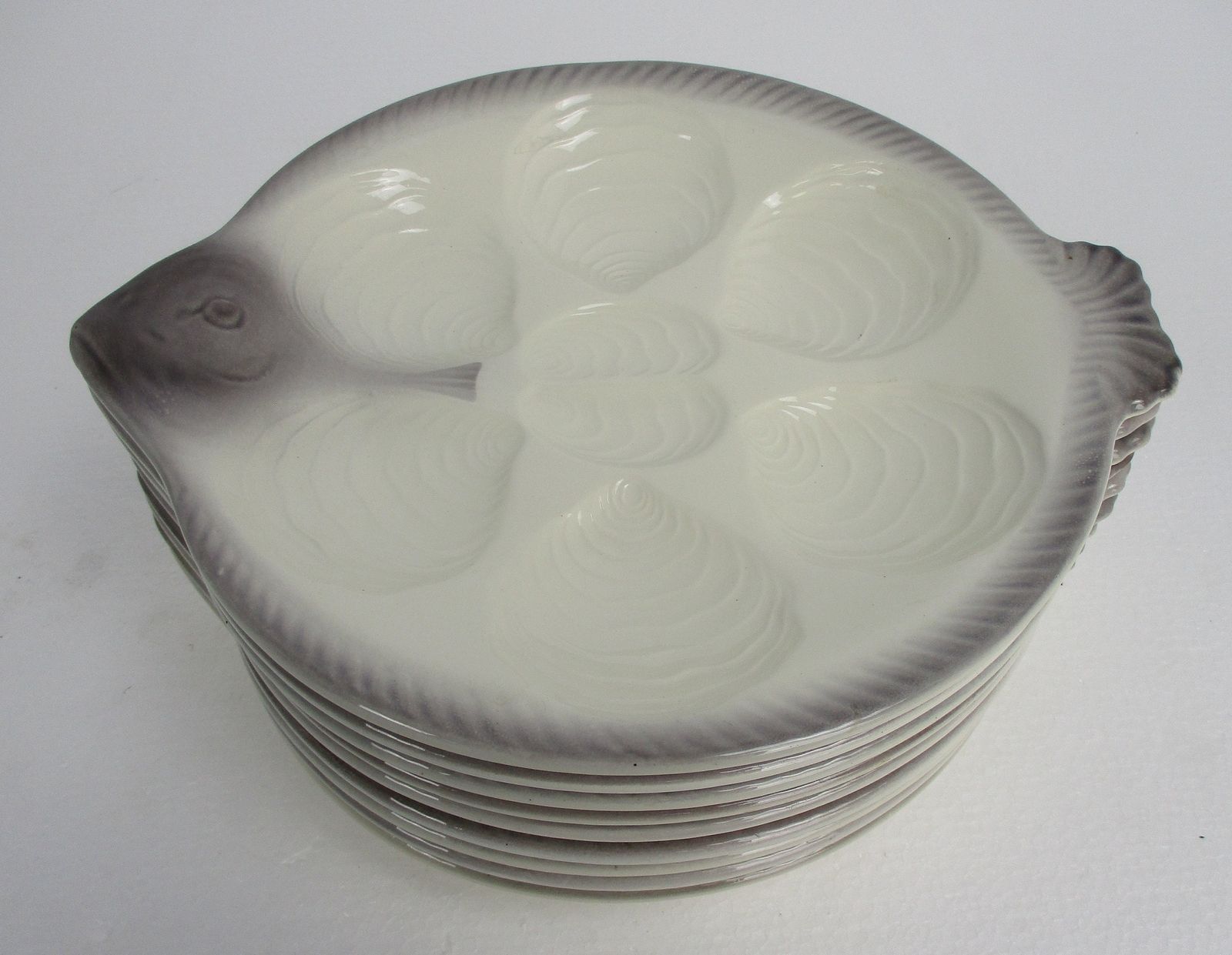 Set Of 9 Oyster Fish Plates Vintage Waechtersbach West Germany Porcelain Htf photo buy