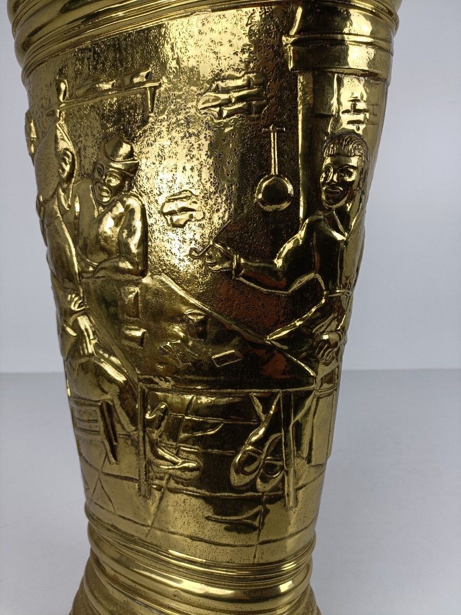 photo furniture Umbrella Kane Stand Hammered Brass 40s Mid Century Modern Embossed