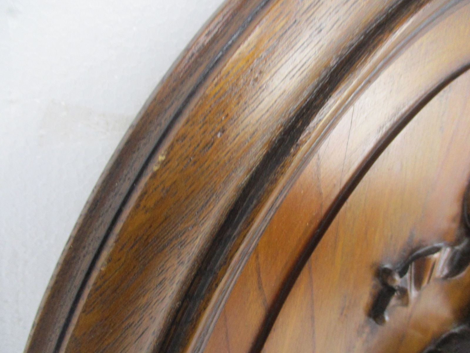 Pair Hand Carved Wooden Medallions Wall Panel Bas High Relief Tableaux Hunt Phea photo buy
