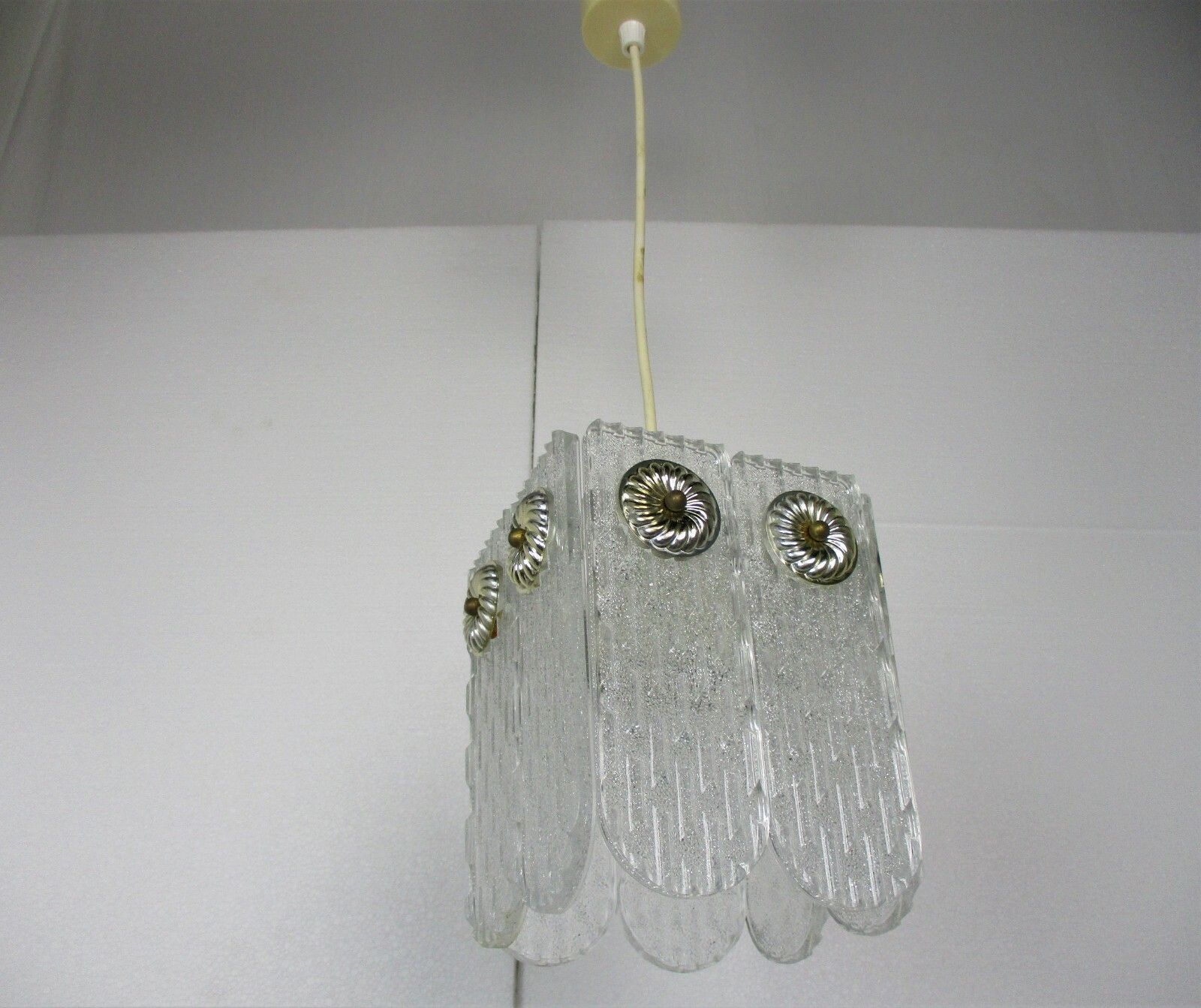 108.0 Chandelier Pendant 1 Light Frosted Ice Hard Plastic Germany German Vintage photo