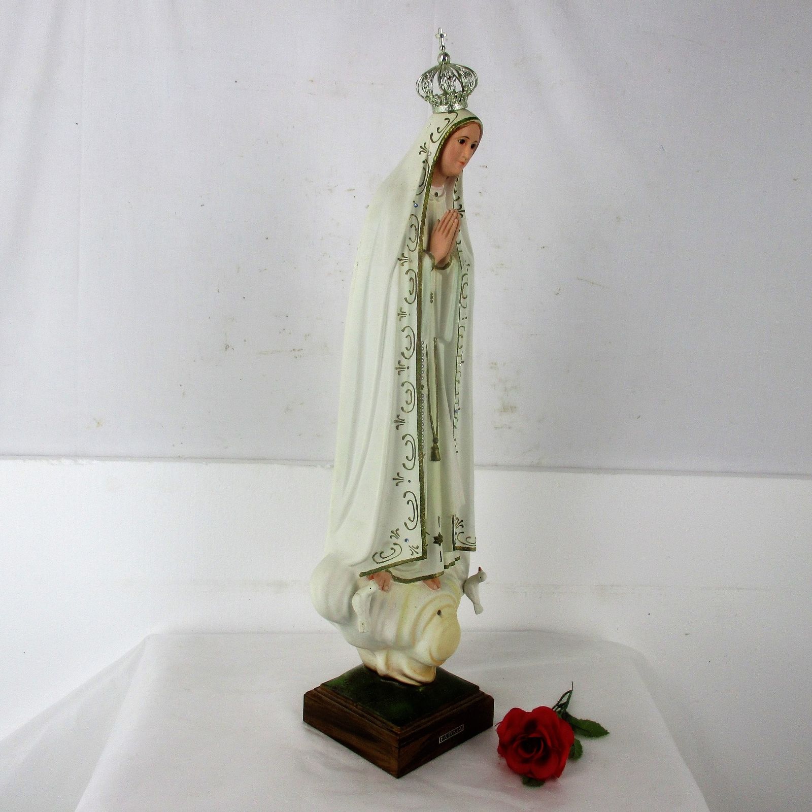 Large Statue Our Lady Fatima Portugal Resin Glass Eyes Lovely 29.92" photo 202.0