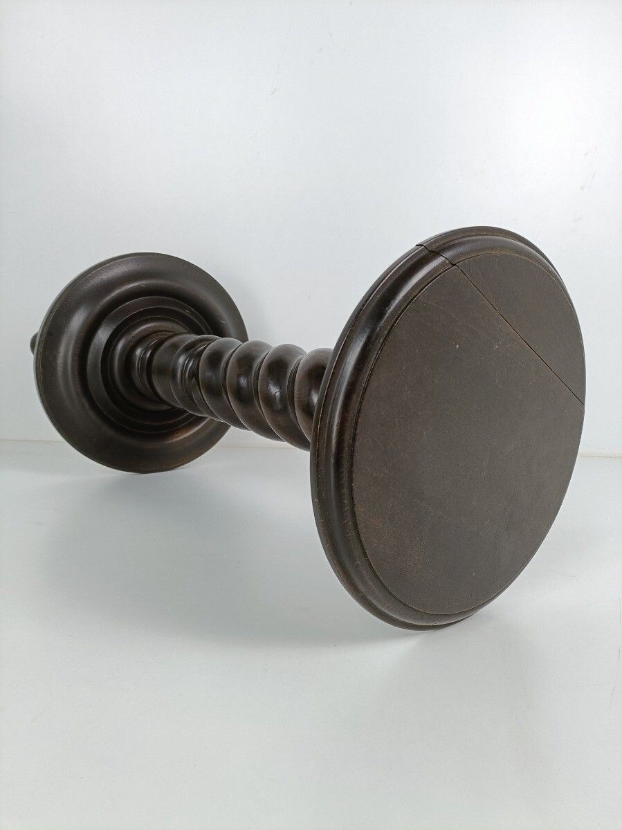 Hand Carved Wood Barley Twist Pedestal Display Side Table Plant Stand Barn Farmh photo vinterior