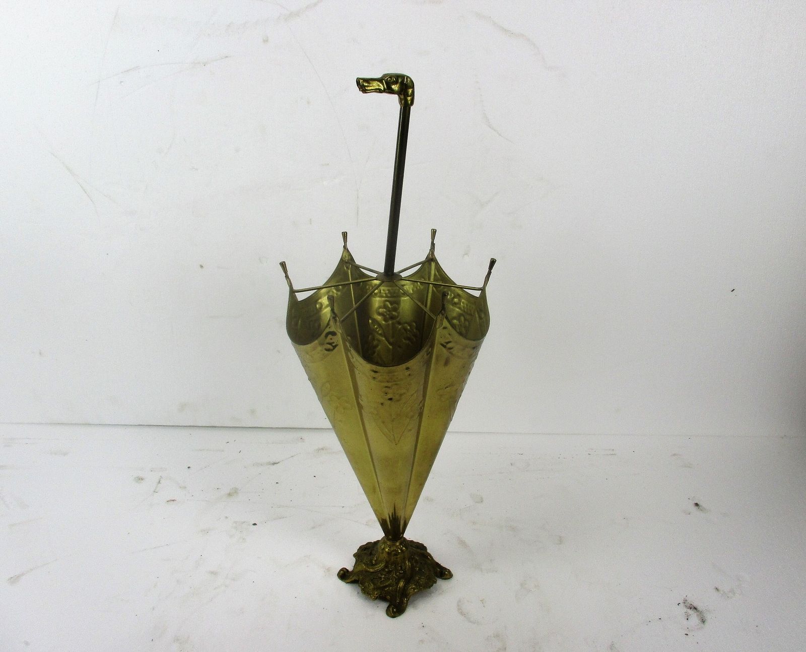 Greyhound Dog Umbrella Kane Stand Hammered Brass 40s Mid Century Modern French 3 photo furniture