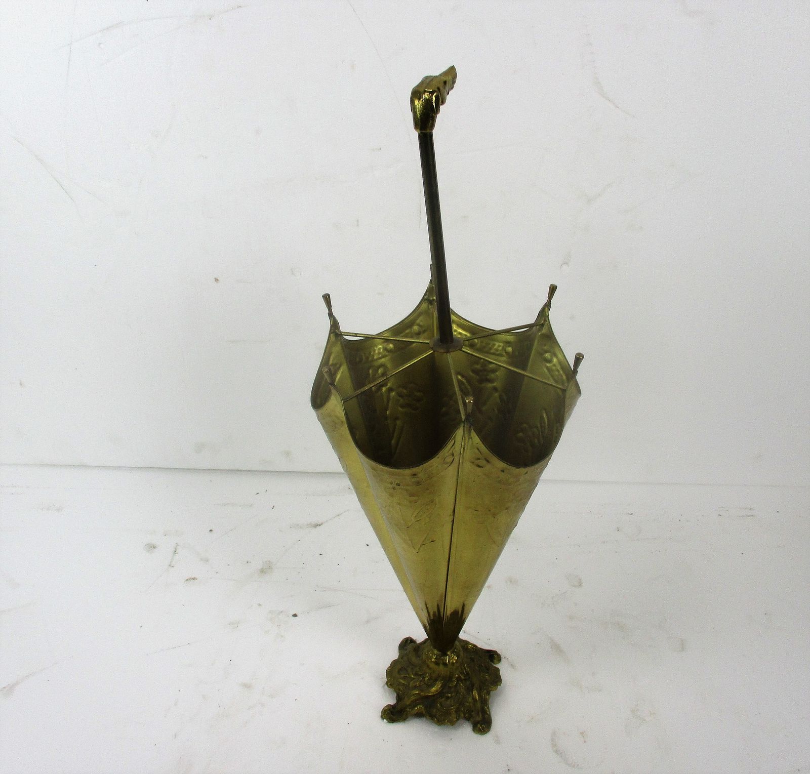 Greyhound Dog Umbrella Kane Stand Hammered Brass 40s Mid Century Modern French 3 photo vinterior