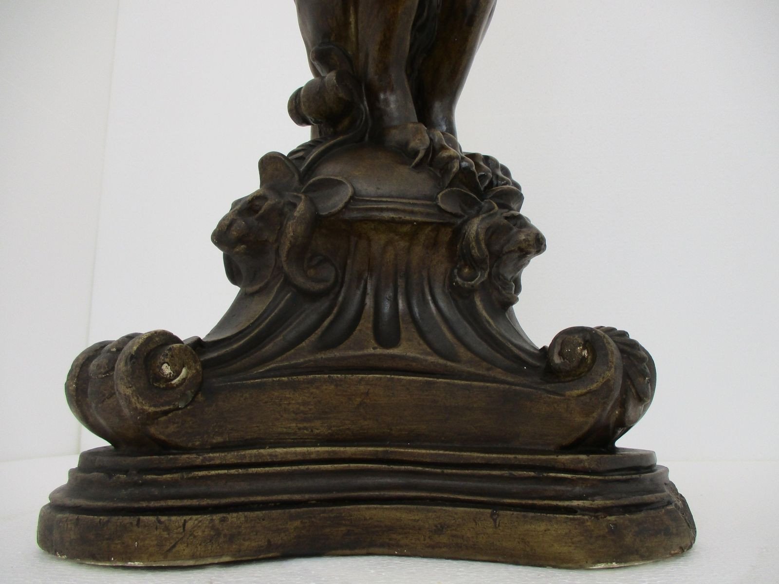 Gothic Large Exceptional Antique Plaster Doré Base Pedestal For Statue  Lion He photo Art