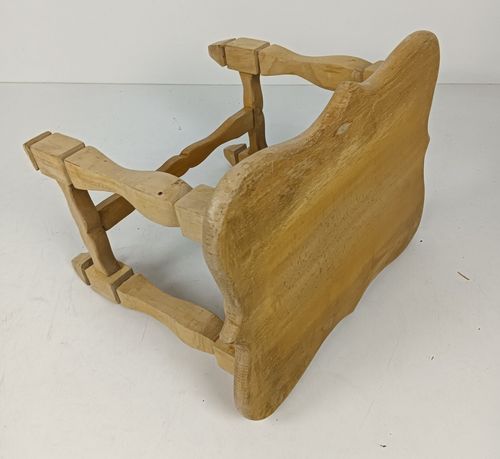 Pale Wooden Footstool Ottoman Bench Farm Style Vintage Plant Stand Pedestal photo vintage