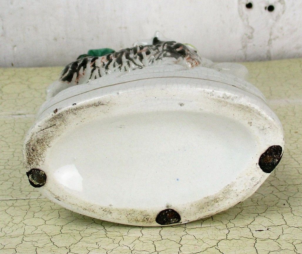photo furniture Antique Staffordshire  Porcelain Pottery Figurine Statue  Young Man Hunter Deer