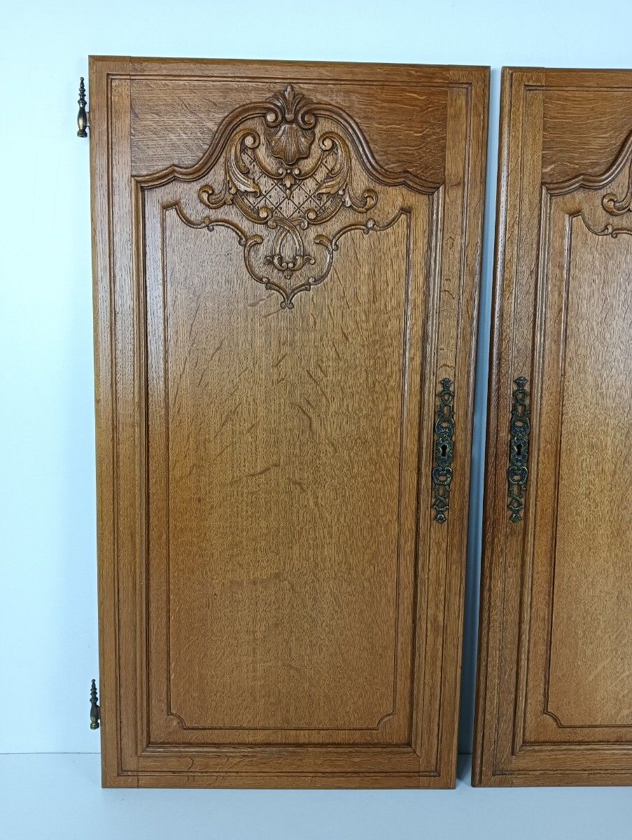 Antique Door Panels Couple Louis XV Style Hand Carved Architectural Salvaged Rec photo 323.0