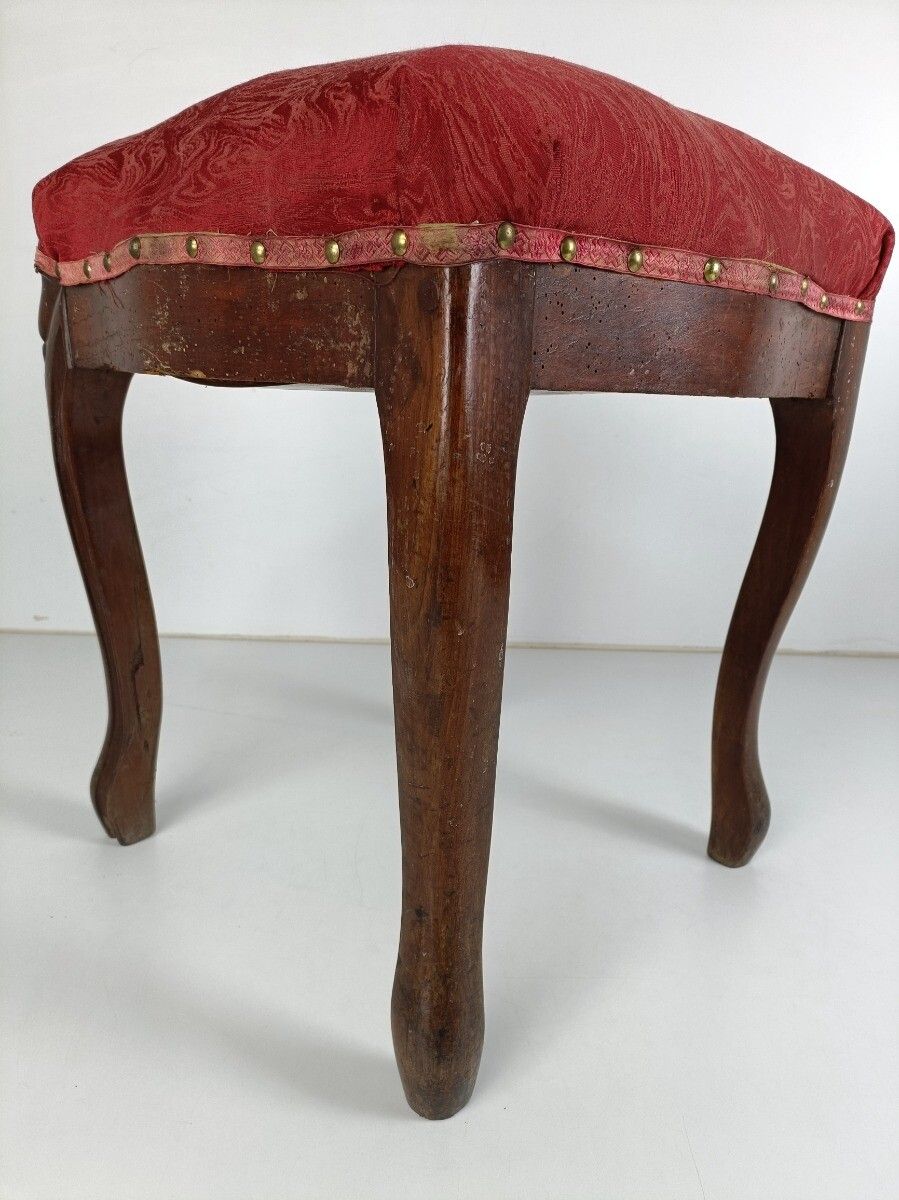 Antique Footstool Ottoman Wooden Legs Foot Rest 19th Century Louis XV Style photo 323.0