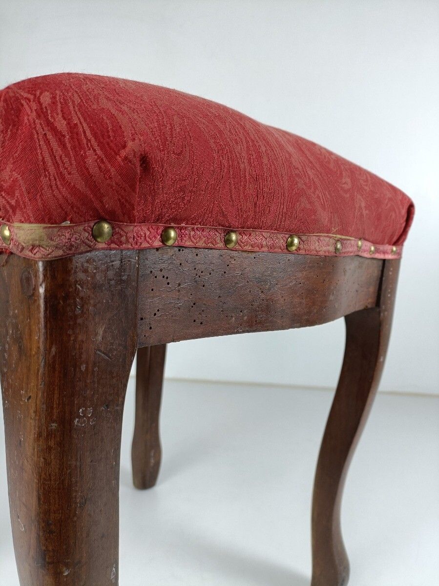 photo furniture Antique Footstool Ottoman Wooden Legs Foot Rest 19th Century Louis XV Style
